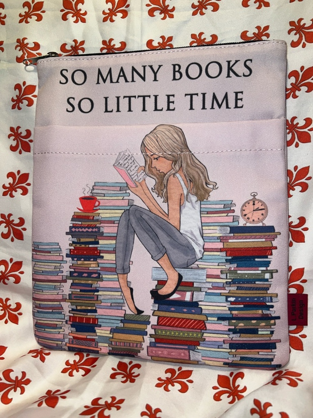 So Many Books So Little Time Pink Canvas Pouch